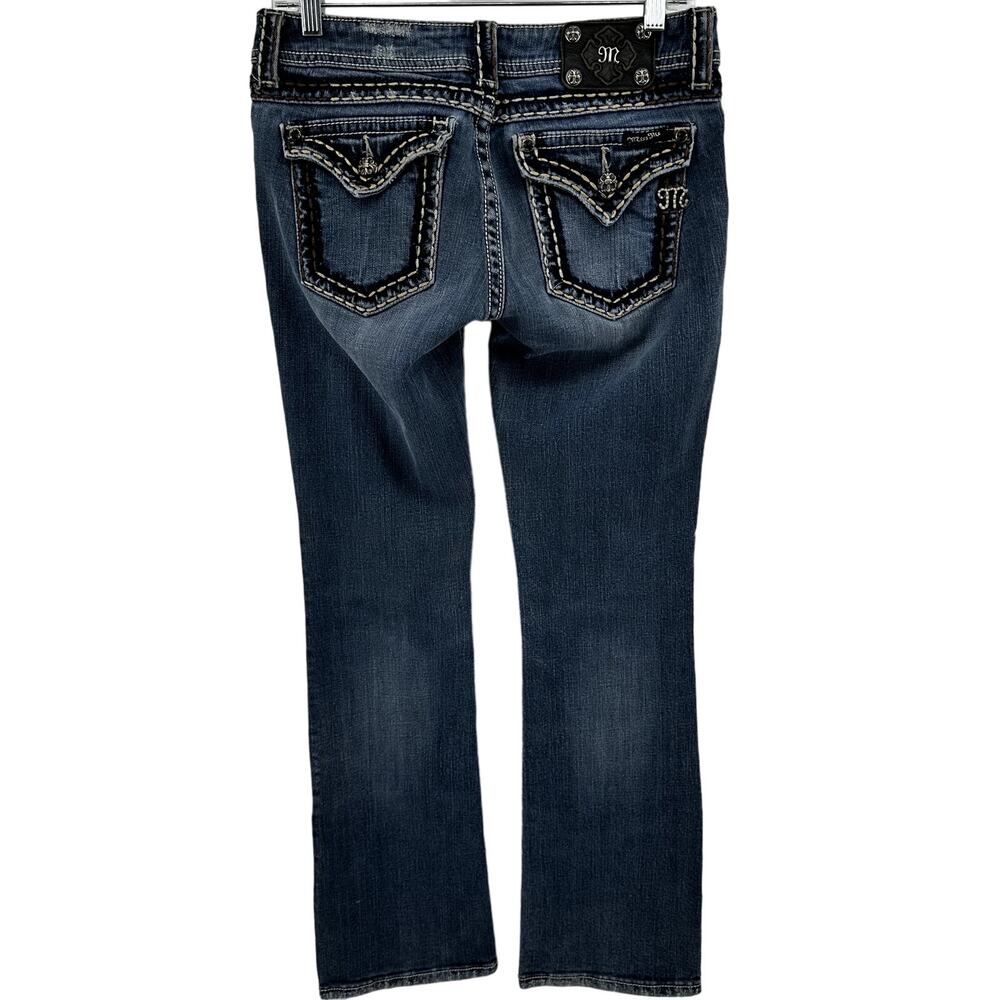 Miss Me Bootcut Jeans Low Rise Distressed Denim Medium Wash Blue 29x35
